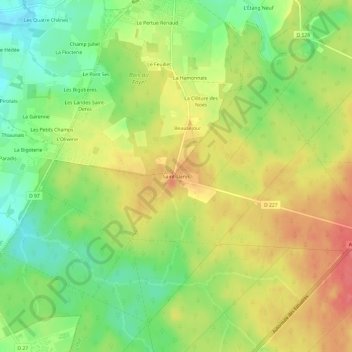 Mappa topografica Saint-Denis, altitudine, rilievo