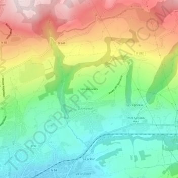 Mappa topografica Les Allouviers, altitudine, rilievo