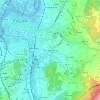 Mappa topografica A Pedra do Lagarto, altitudine, rilievo