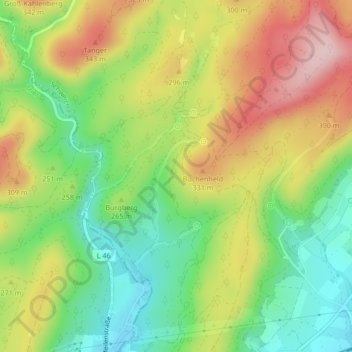 Mappa topografica Kastelaun, altitudine, rilievo