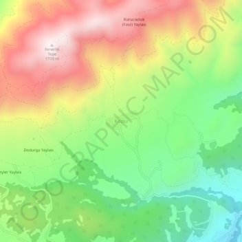 Mappa topografica Kozlu, altitudine, rilievo