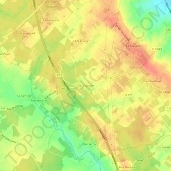 Mappa topografica Chez Couturier, altitudine, rilievo
