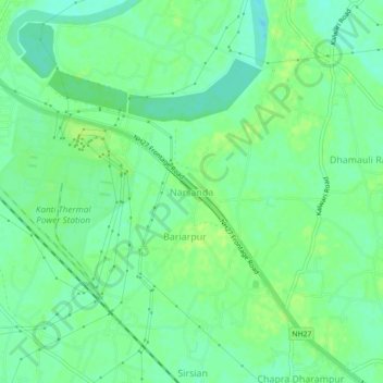 Mappa topografica Narsanda, altitudine, rilievo