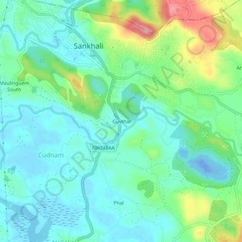 Mappa topografica Guvthal, altitudine, rilievo