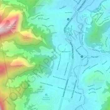 Mappa topografica Cascata dos Amores, altitudine, rilievo