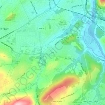 Mappa topografica Grill, altitudine, rilievo