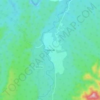 Mappa topografica Deomali, altitudine, rilievo