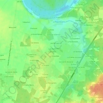 Mappa topografica La Jasnière, altitudine, rilievo