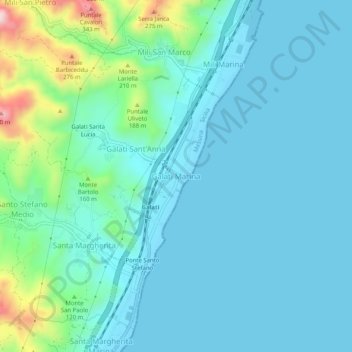Mappa topografica Galati Marina, altitudine, rilievo