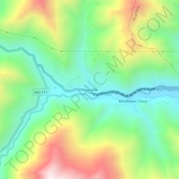 Mappa topografica Huacalle, altitudine, rilievo