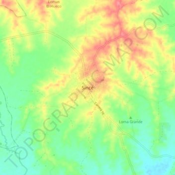 Mappa topografica Sincé, altitudine, rilievo