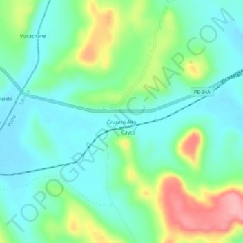 Mappa topografica Crucero Alto, altitudine, rilievo