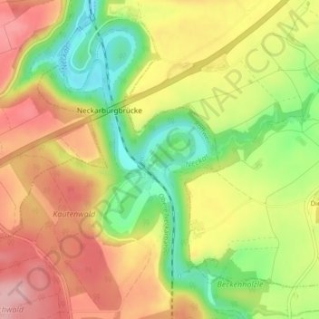 Mappa topografica Ruine Neckarburg, altitudine, rilievo