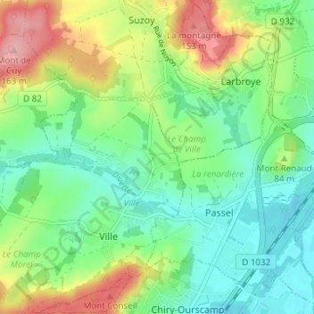 Mappa topografica Dive-le-Franc, altitudine, rilievo