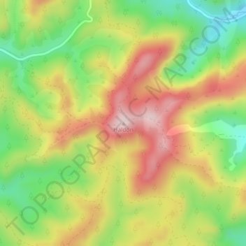 Mappa topografica Haldon, altitudine, rilievo