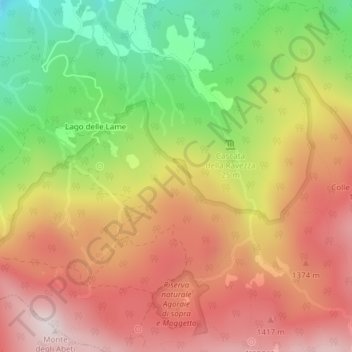 Mappa topografica Appennino ligure, altitudine, rilievo
