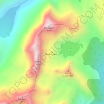 Mappa topografica The Bugaboos, altitudine, rilievo