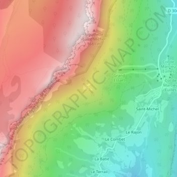 Mappa topografica L'Alpette, altitudine, rilievo