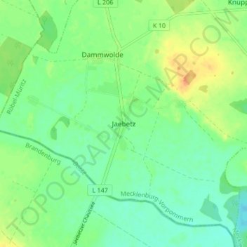 Mappa topografica Jaebetz, altitudine, rilievo