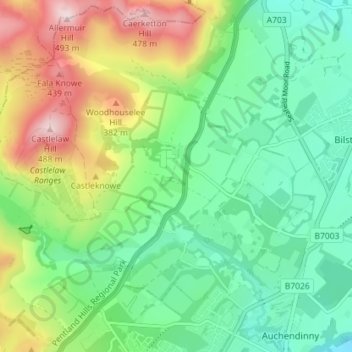 Mappa topografica Easter Howgate, altitudine, rilievo