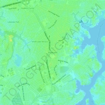 Mappa topografica Reedtown, altitudine, rilievo