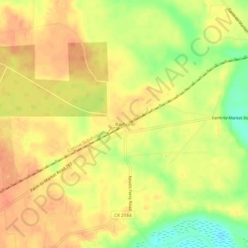 Mappa topografica Rayburn, altitudine, rilievo