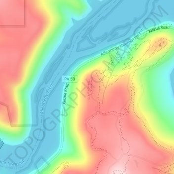 Mappa topografica Jake's Rocks, altitudine, rilievo