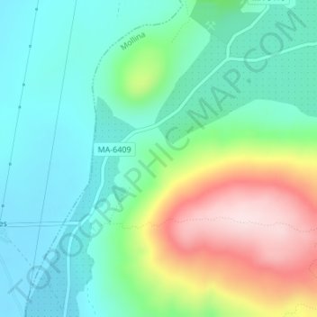 Mappa topografica Mataliebres, altitudine, rilievo