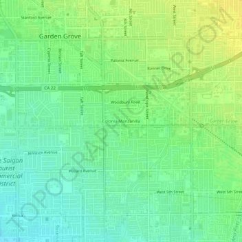 Mappa topografica Colonia Manzanilla, altitudine, rilievo