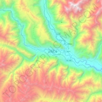 Mappa topografica گلگت, altitudine, rilievo