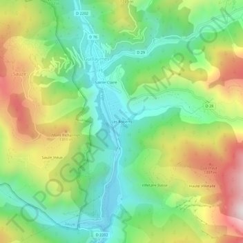 Mappa topografica Les Roberts, altitudine, rilievo