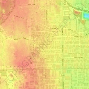 Mappa topografica Elk Grove Village, altitudine, rilievo