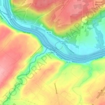 Mappa topografica Lumberville, altitudine, rilievo