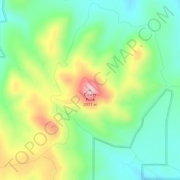 Mappa topografica Custer Peak, altitudine, rilievo