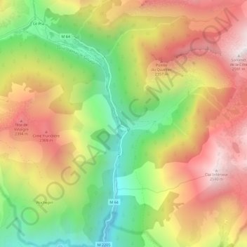 Mappa topografica Vens, altitudine, rilievo