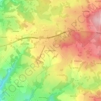 Mappa topografica Les Chassagnes, altitudine, rilievo