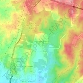 Mappa topografica Vaddarapalya, altitudine, rilievo