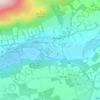 Mappa topografica Lower Mains, altitudine, rilievo