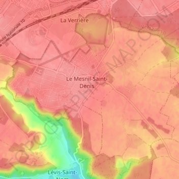Mappa topografica Le Mesnil-Saint-Denis, altitudine, rilievo