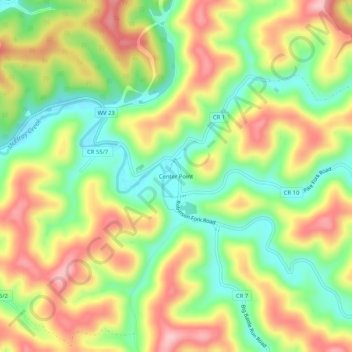 Mappa topografica Center Point, altitudine, rilievo