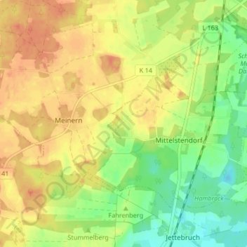 Mappa topografica Wüsthof, altitudine, rilievo