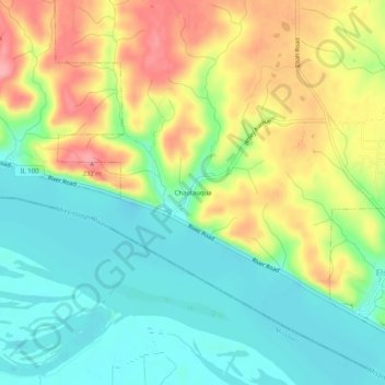 Mappa topografica Chautauqua, altitudine, rilievo