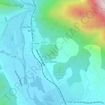 Mappa topografica La Gineste, altitudine, rilievo