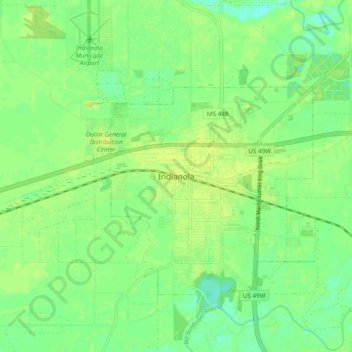 Mappa topografica Indianola, altitudine, rilievo