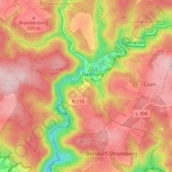 Mappa topografica Siedlung, altitudine, rilievo
