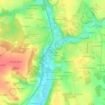 Mappa topografica La Guilloterie, altitudine, rilievo