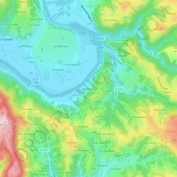 Mappa topografica Bouquiès, altitudine, rilievo