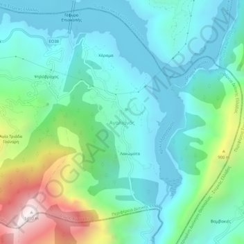 Mappa topografica Agalianos, altitudine, rilievo