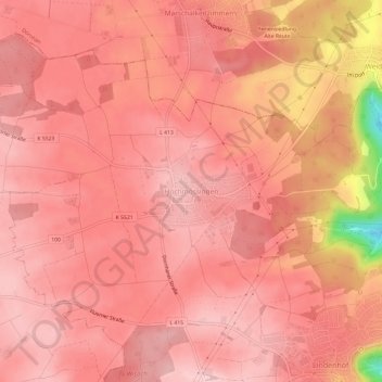 Mappa topografica Hochmössingen, altitudine, rilievo
