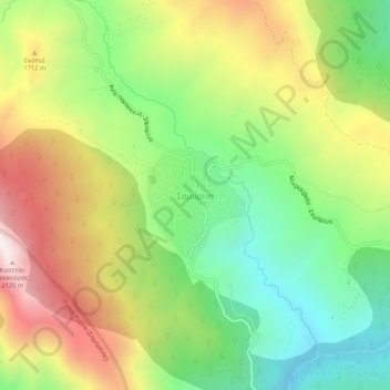 Mappa topografica Samarina, altitudine, rilievo